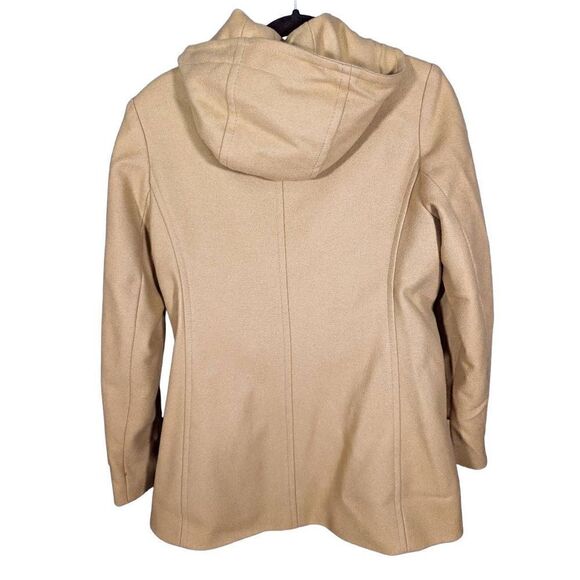Michael Kors Women’s Tan Brown Wool Peacoat Toggle Zip Up Hooded Coat Women's Si - Picture 2 of 6
